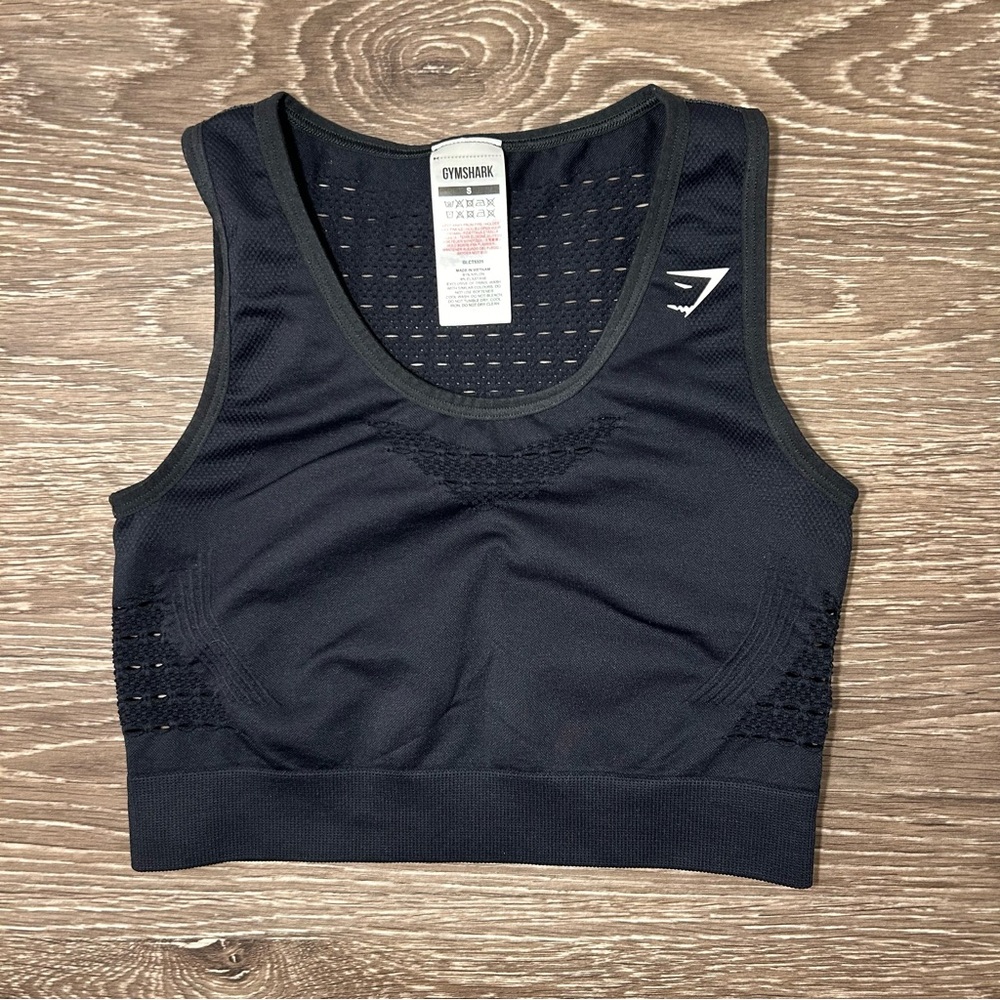 Gymshark Energy+ Seamless Crop Top - Black, Women’s Size Small, Gym / Workout